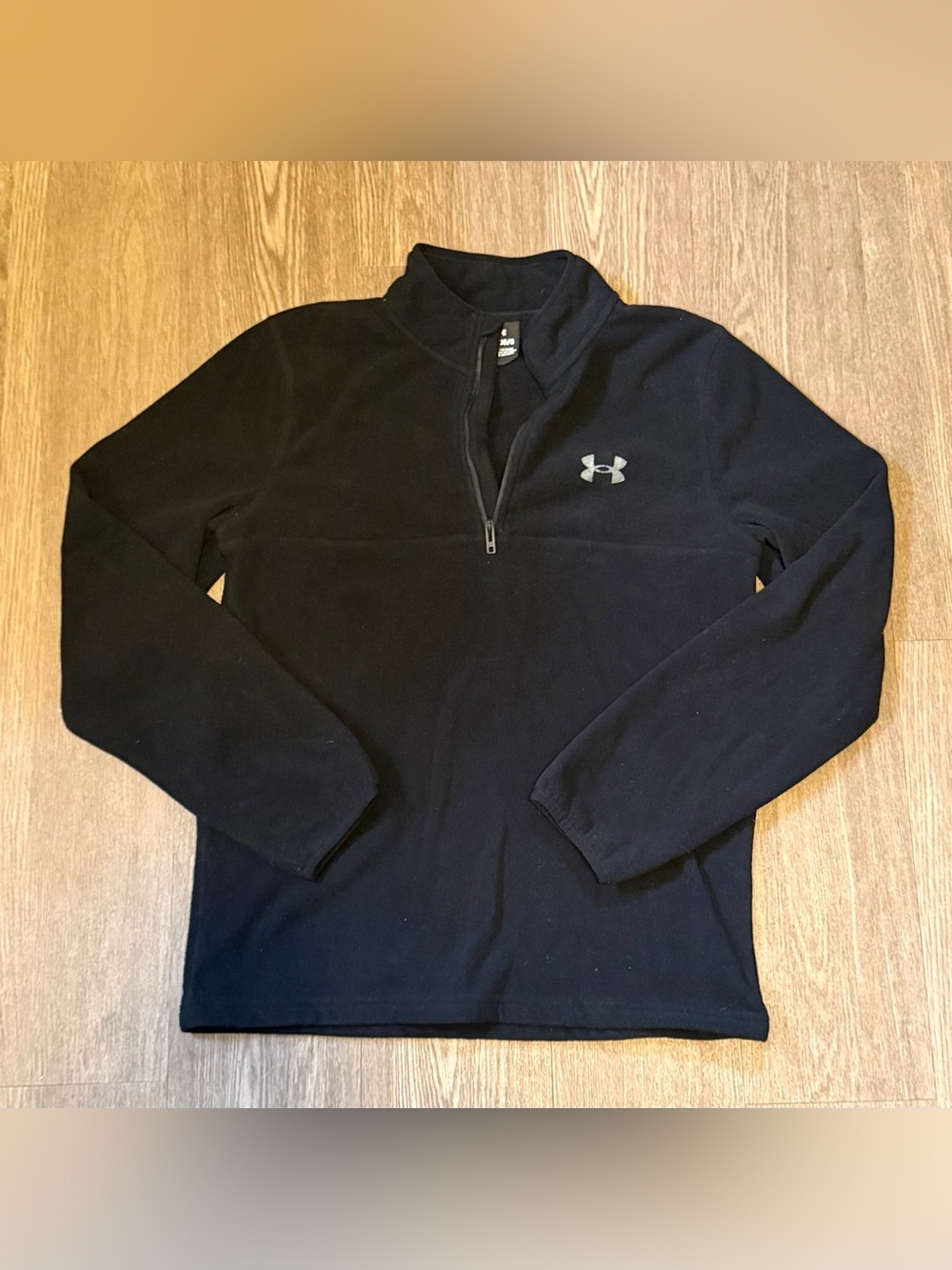Pre-Owned Youth Under Armour Black Quarter Zip Fleece Pullover, Size YLG